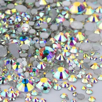 300Pcs Farebné Lesk Kamienkami Crystal Clear Non rýchlu Opravu Ploché Dno AB Sklo Nail Art Decor Shiny Manikúra Nástroje