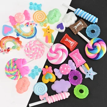 30pcs/Taška Náhodne Zmiešané Candy Cream Dekorácie Živice Roztomilý Lízatko Kawaii Šperky Farebné 3D Nail Dodávky Príslušenstvo PG-04