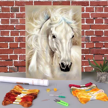 Kôň Zvierat predtlačené 11CT Cross-Stitch Vzory, Výšivky DMC Vlákna Hobby Ručné Remeslá Remeselné Pečiatkou Balík