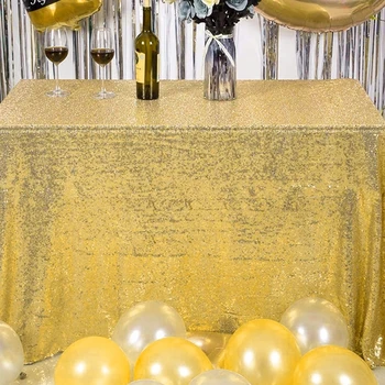 Rose Gold Sequin Obrus Strieborný Lesk Kolo Obdĺžnikový Vyšívaných Stolových Kryt Pre Svadobné Party Dekorácie Vianoce